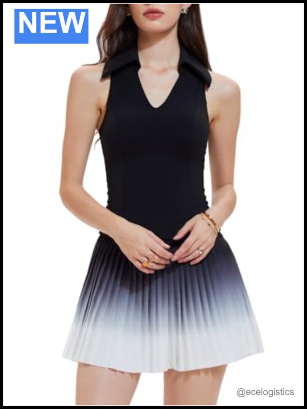 Womens Pleated Tennis Skirt 2 Piece Polo Golf Outfit Athletic Dress